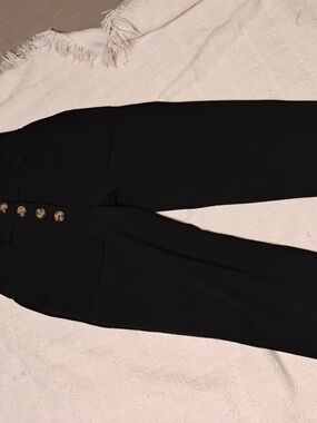 Derek Heart Black Button-Front High Waist Trousers